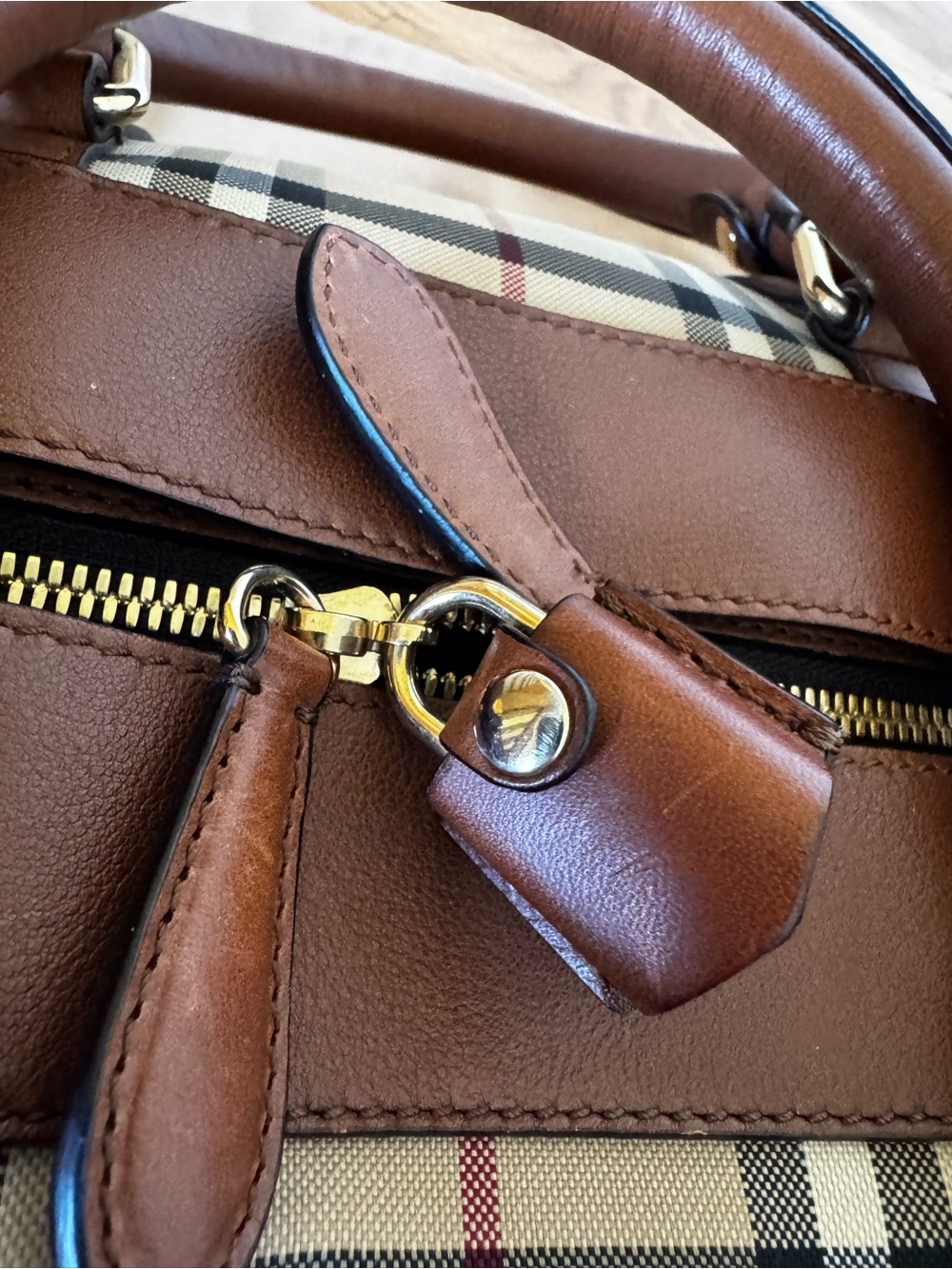 Burberry Check The Alchester Bag with Brown Leather Trim - Picture 10 of 14